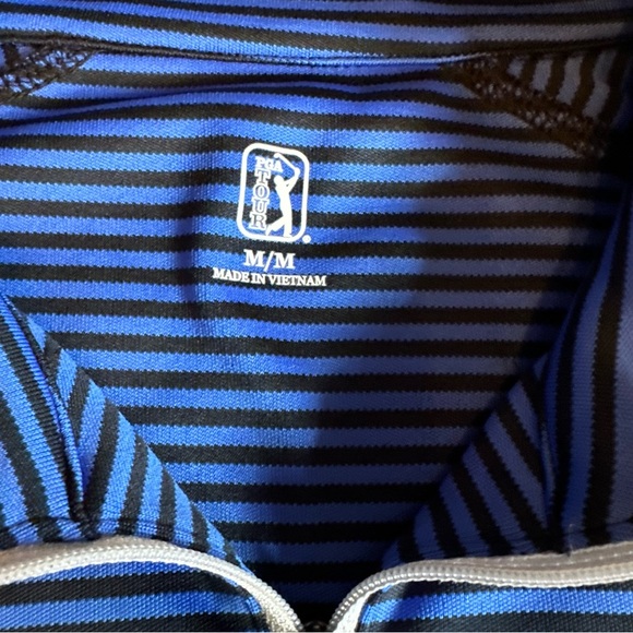 PGA Tour Long Sleeve Mens Golf Blue Striped Quarter-Zip Pullover Size M - Picture 4 of 10